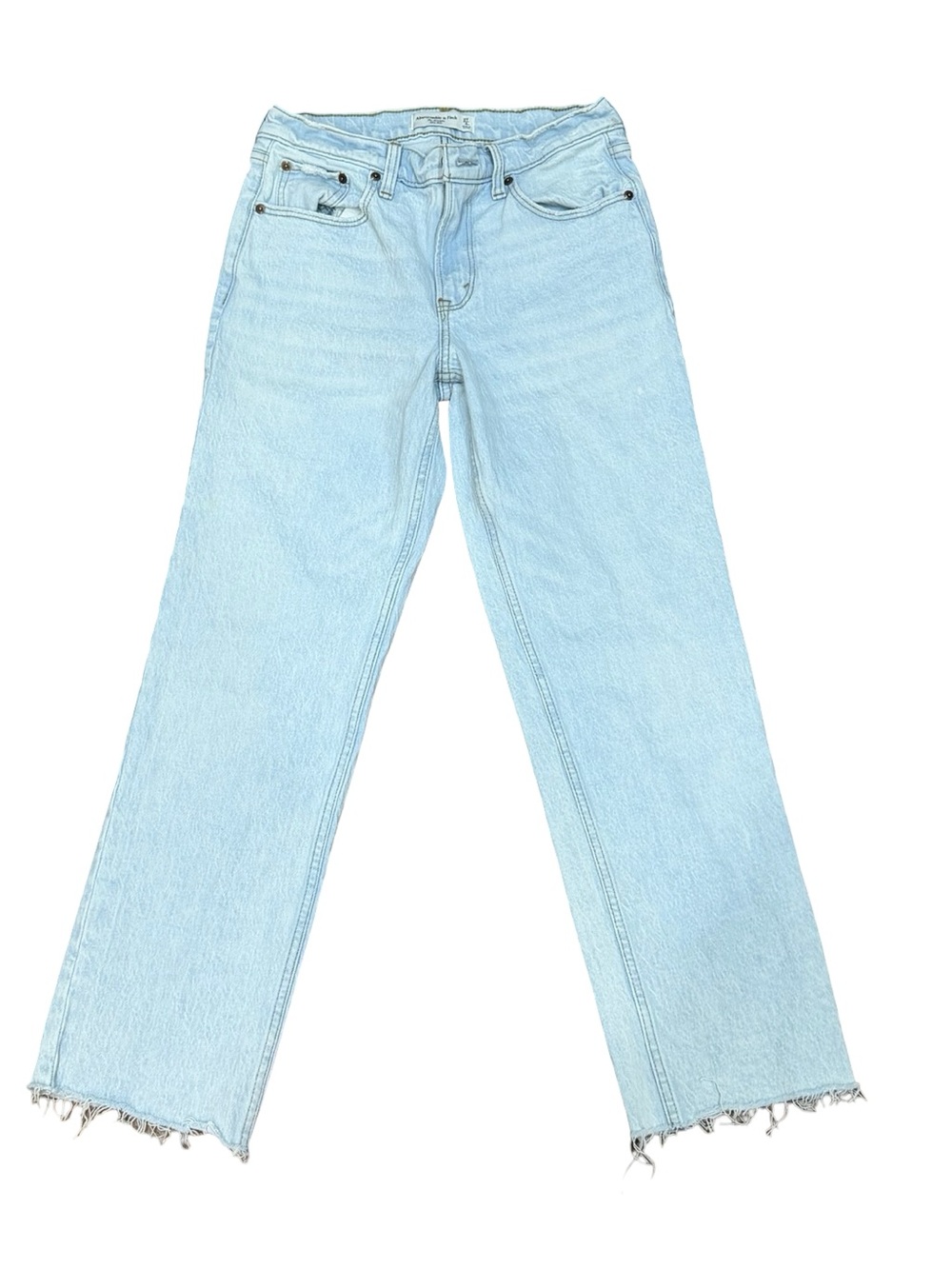 👖 Abercrombie & Fitch The Straight Mid Rise Jeans Size 27 Light Wash